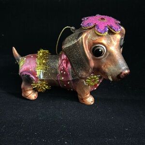 Vintage Blown Glass Dachshund Dog Christmas Ornament